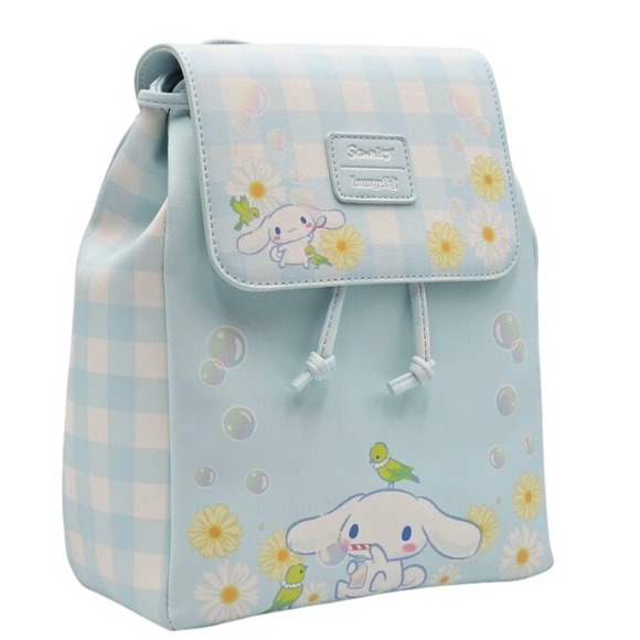 Sanrio Loungefly Cinnamoroll Blue Gingham Daisy Backpack‎ Purse - Picture 2 of 5